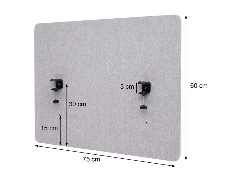 Elariva-G75 Acoustic Partition Wall for Offices, Visual Protection Fabric Panel - 75x60cm Grey OKQK23388