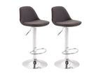 Set of 2 Bar Stools - Fabric / Chrome Metal - Dark Grey - Elariva SJLC80865