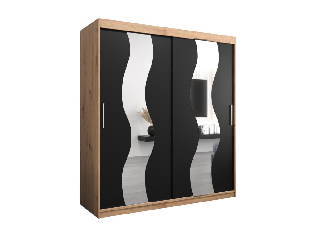 Sliding Door Wardrobe 200/180/62 2 Doors Elariva/Black AVSC85532