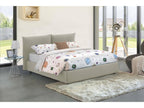 Double bed with storage bed, fabric upholstery, Made in Italy, Front opening, with 160x190 cm mattress included, Beige LCDH89343