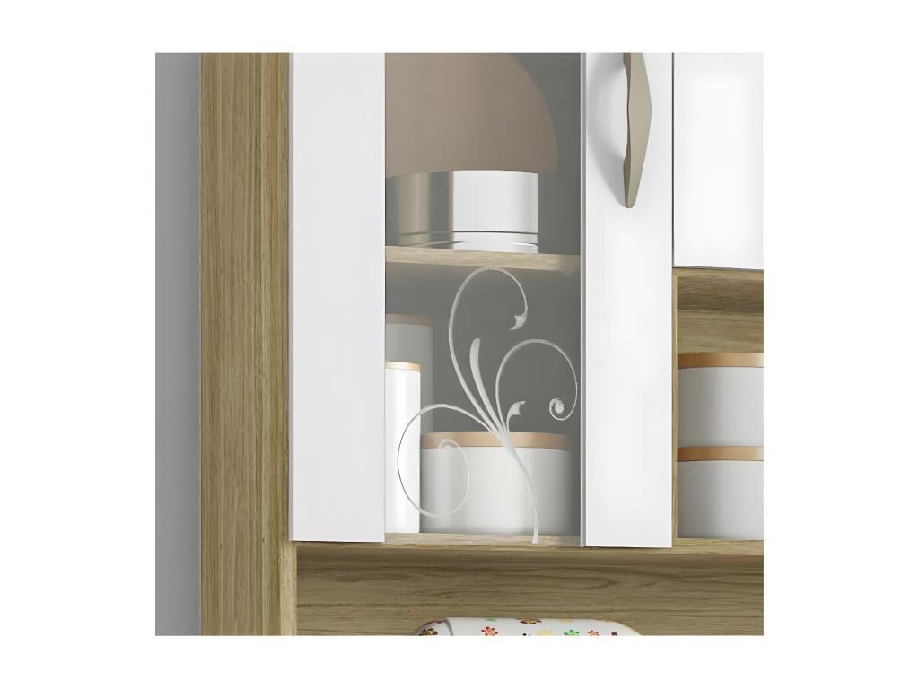 Kitchen Buffet with 8 Doors and 2 Drawers, Oak and White, W 121.4 cm, H 173.5 cm, D 36.3 cm, VUXX66698