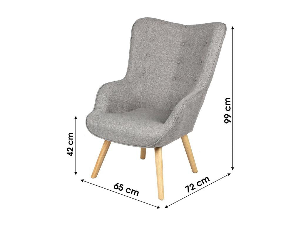 Light grey fabric lounge chair with wooden legs, Elariva collection - Scandinavian style TORT63358