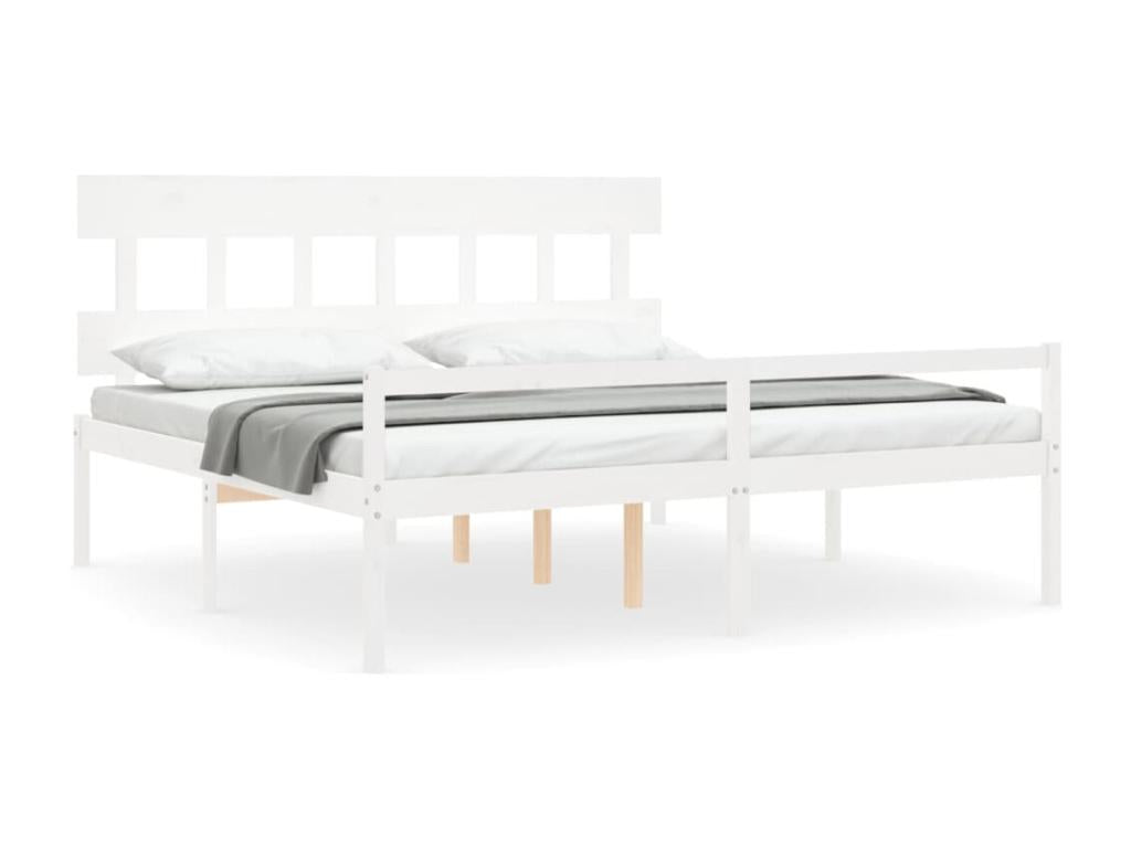 Bed frame with white headboard, Super solid wood ZXDQ05587