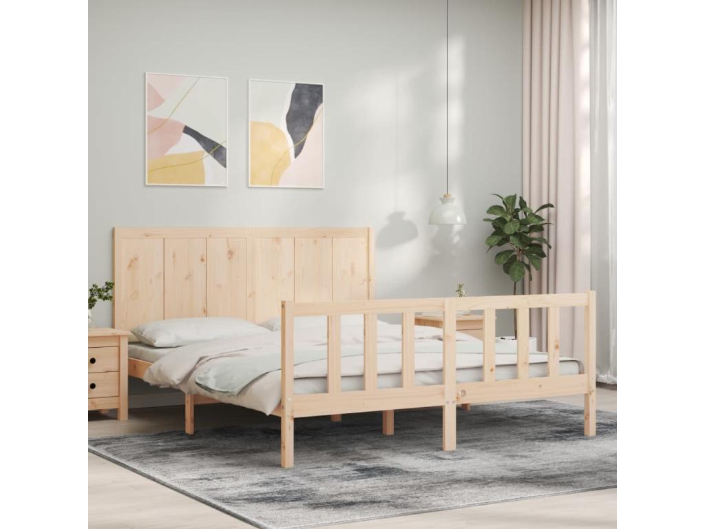 Bed frame with headboard 160x200 cm solid wood IMVL11933