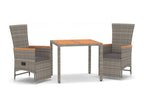 3-piece garden dining set with grey resin wicker cushions UOEK24541