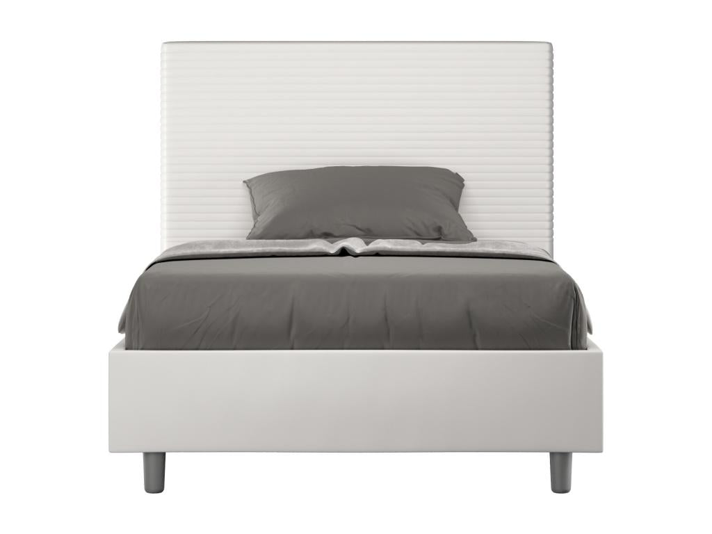 Single bed without slatted base, upholstered, 120x190 cm, white faux leather, Lysvia WDVQ53050