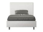Single bed without slatted base, upholstered, 120x190 cm, white faux leather, Lysvia WDVQ53050
