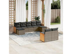 9-piece garden furniture set with grey resin wicker cushions LKSA19071