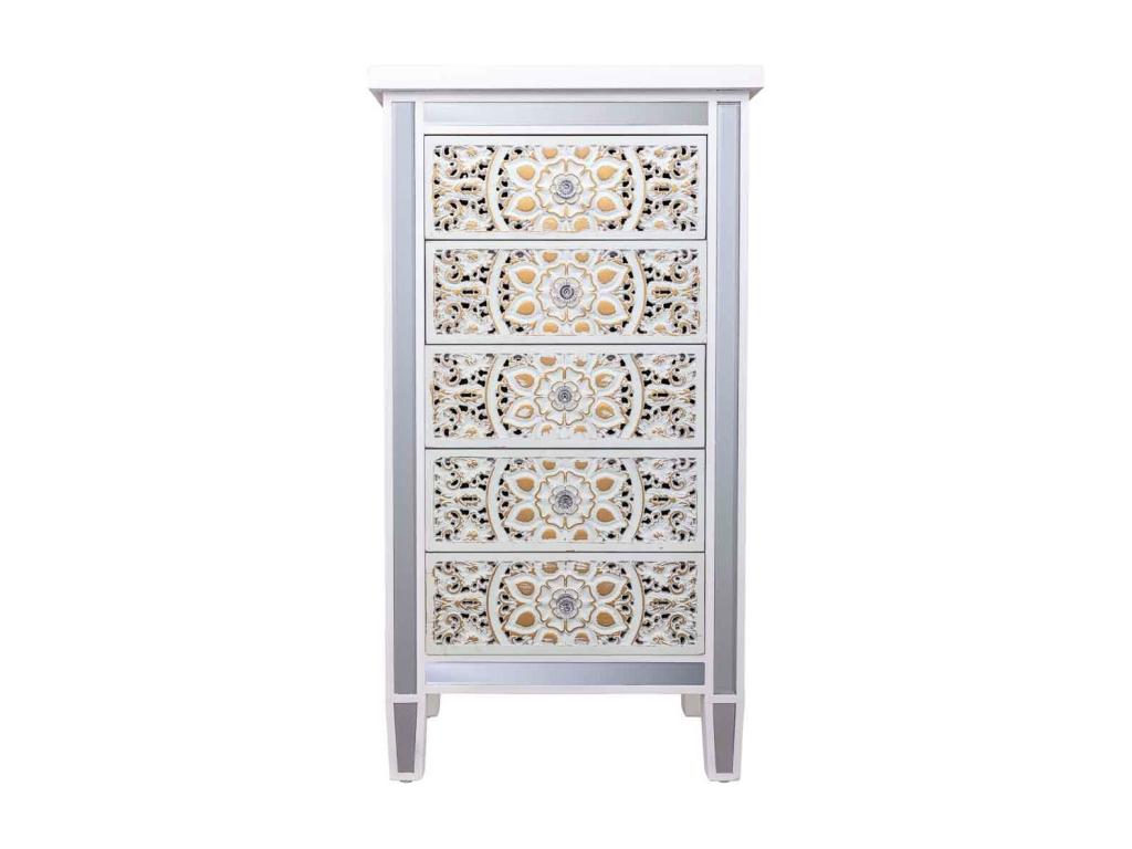 Wooden and glass chest of drawers with 5 drawers 48x30x89 PDPI14803