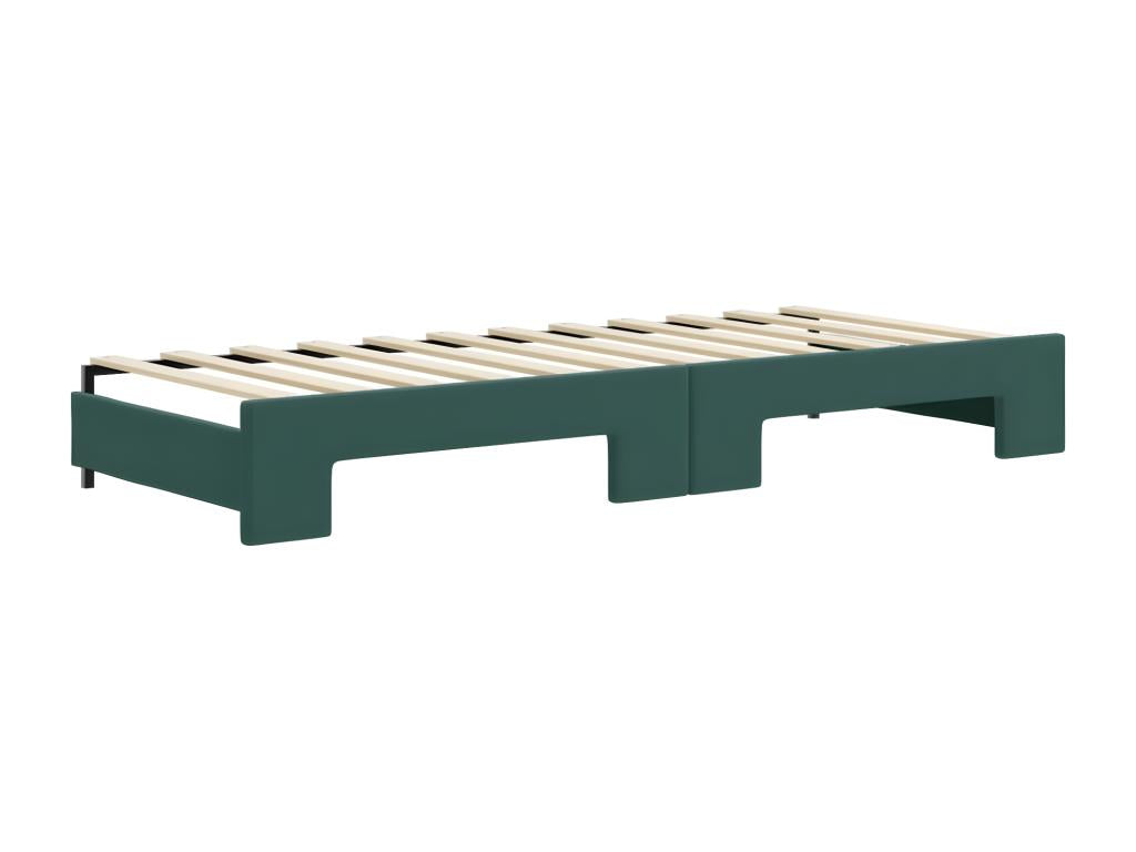 Daybed with pull-out bed and dark green 80x200cm velvet mattress JLJF08132