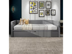 Velvet trundle bed with slatted base - 90/180x200cm - Light Grey BEGS20285