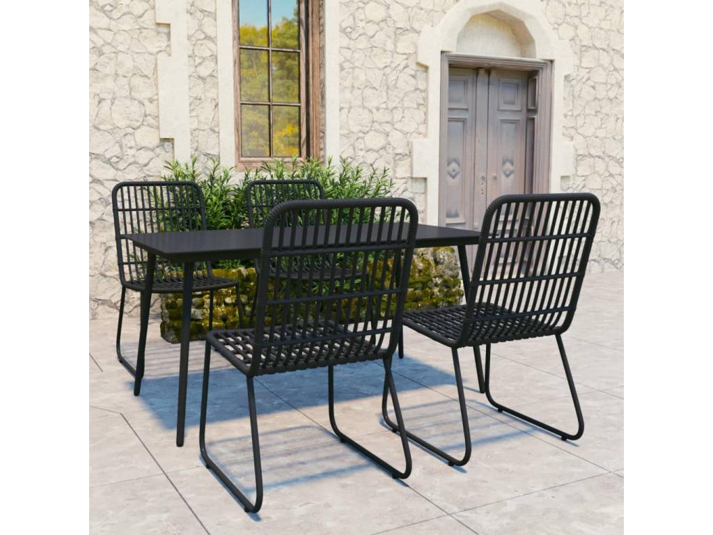 5-piece outdoor dining set in woven resin and glass TPDI84324