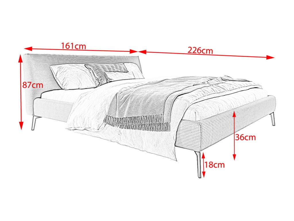 Bed - Grey corduroy - Elariva RXTE18834