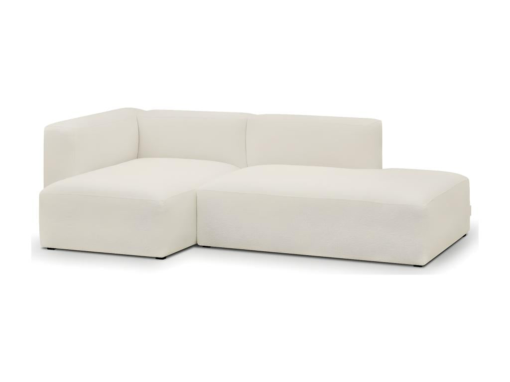 Modular left-hand corner sofa with chaise longue, 3/4 seater, in ecru bouclé fabric - Elariva JRPU56140