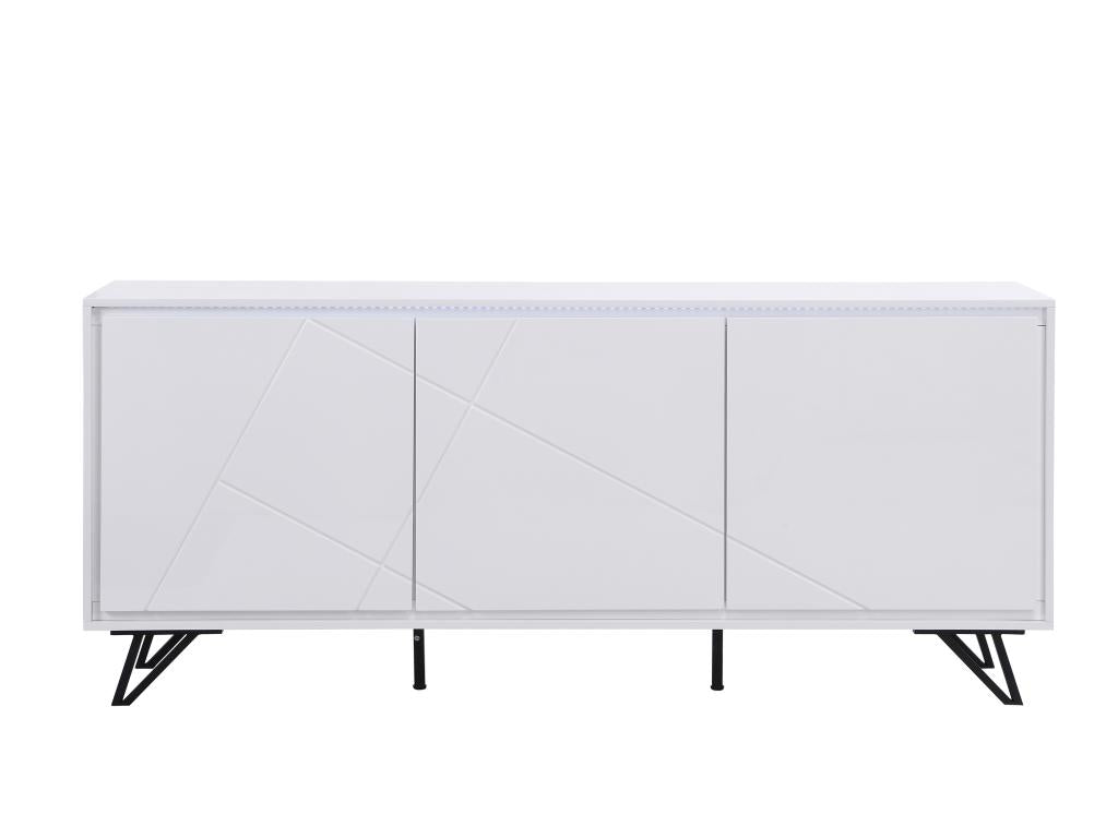 3-door sideboard with LEDs in MDF - White lacquered - Elariva WGXZ18774
