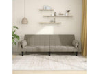 2-seater sofa bed with two pillows, light grey velvet EGVJ41749