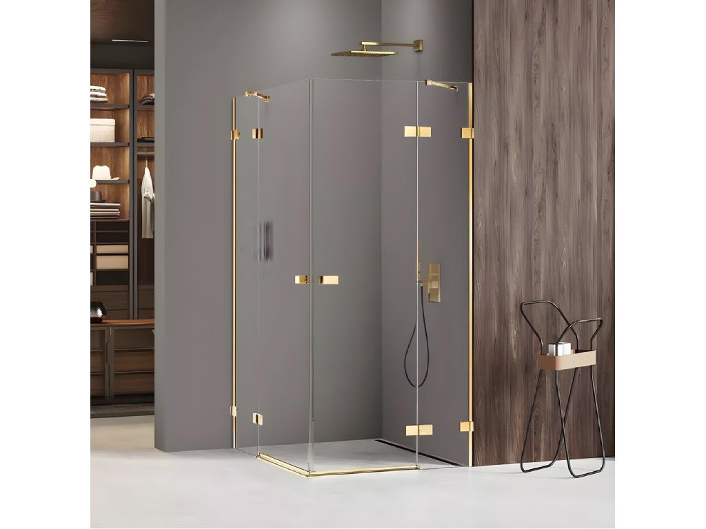Shower enclosure 80x120cm with 2 pivot doors, GOLD finish, corner access DWLG39046