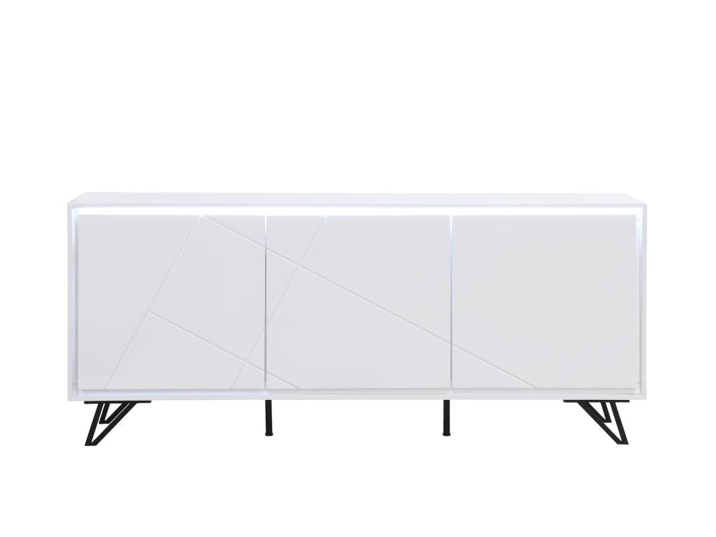 3-door sideboard with LEDs in MDF - White lacquered - Elariva WGXZ18774