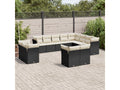 12-piece garden furniture set with cushions, black woven resin HWGA80990