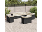 12-piece garden furniture set with cushions, black woven resin HWGA80990