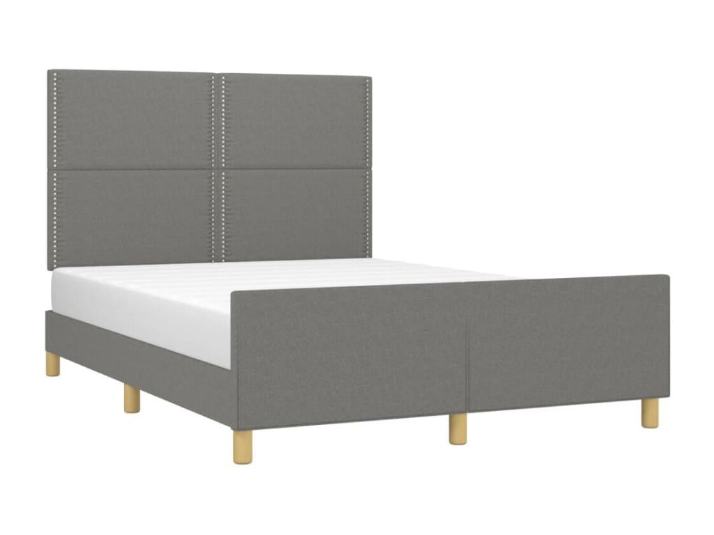 Dark grey bed frame without mattress, 140x190 cm, fabric QHJK14977