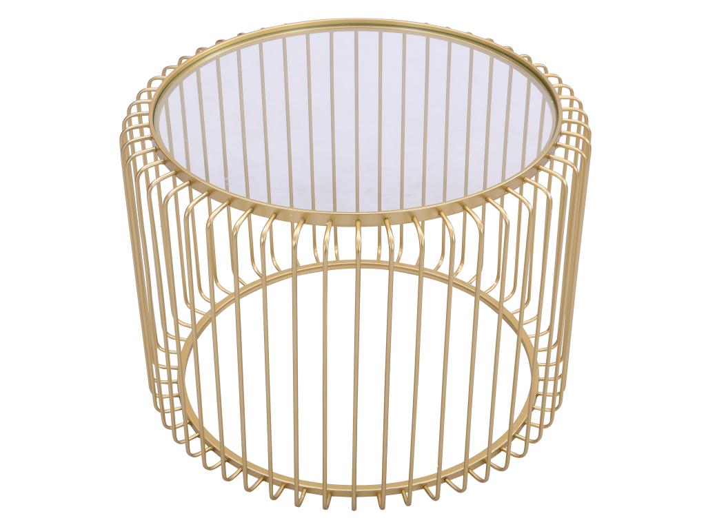 Set of 2 metal and glass coffee tables - Gold - Elariva VWNI26088