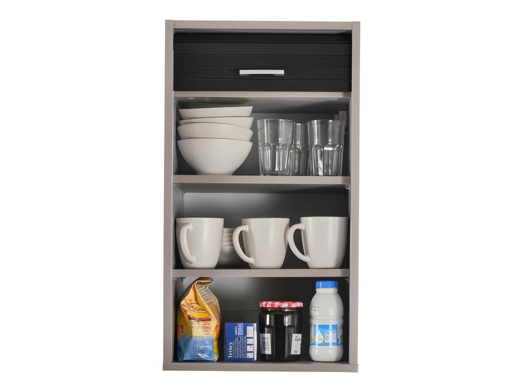 Kitchen Cabinet in Black or White Oak Aluminum with 2 Shelves, W 40 H 72 D 35 cm - Black CQSD73082