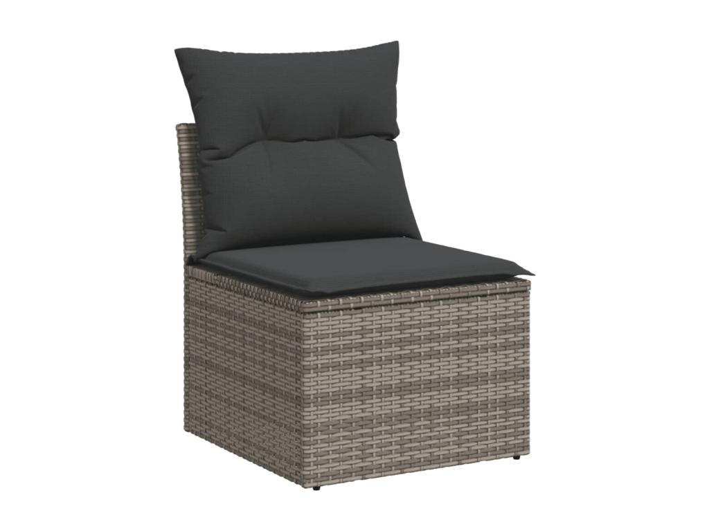 9-piece garden furniture set with grey resin wicker cushions LKSA19071