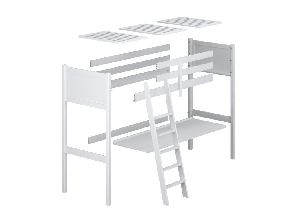 Wooden loft bed - with desk N04 Natural Pine 120x190 LICI66176