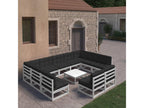 10-piece garden furniture set with cushions, white, solid pine wood, EFIX93339