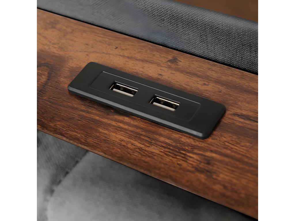 Storage bed with USB charger and LED - 160x200 cm - Beige - Elariva HTCL15293