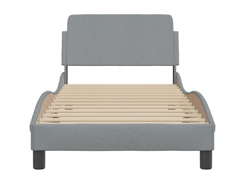 Bed frame with headboard, light grey, 90x200 cm, fabric PSST28468