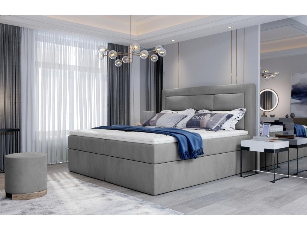 Elariva light grey velvet continental bed - Sleeping area 160x200 cm SITW65685