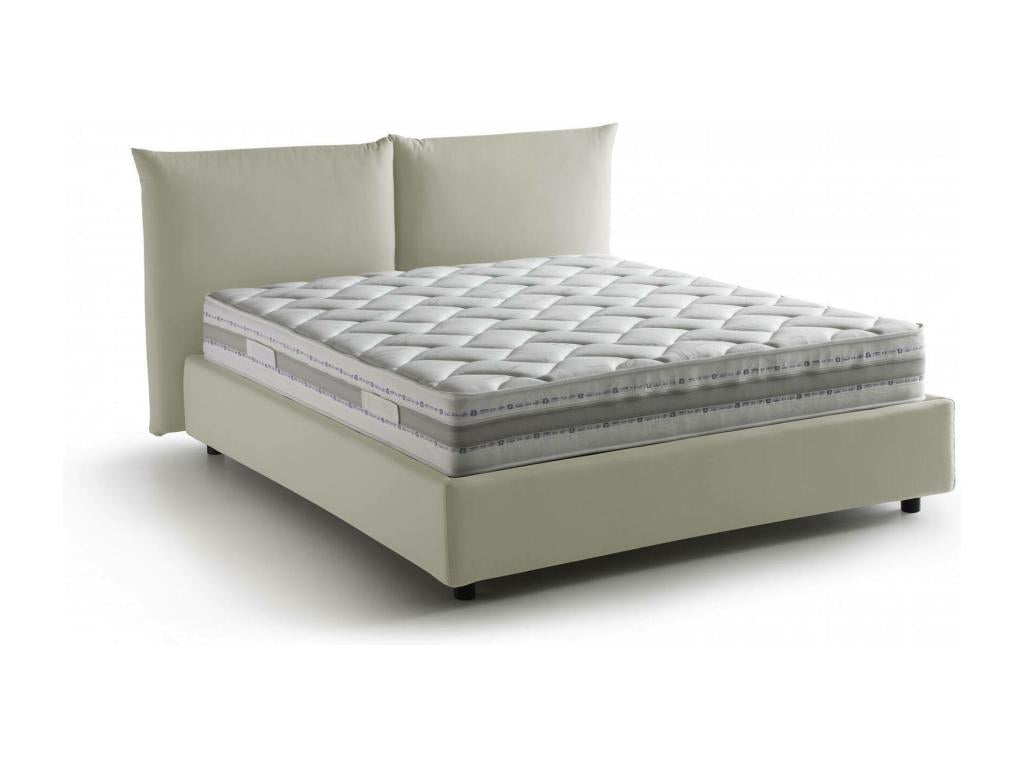 Double bed with storage bed, fabric upholstery, Made in Italy, Front opening, with 160x190 cm mattress included, Beige LCDH89343