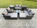 9-piece rattan garden furniture set with 2 large stools and 2 side tables, dark grey, BPGH03752