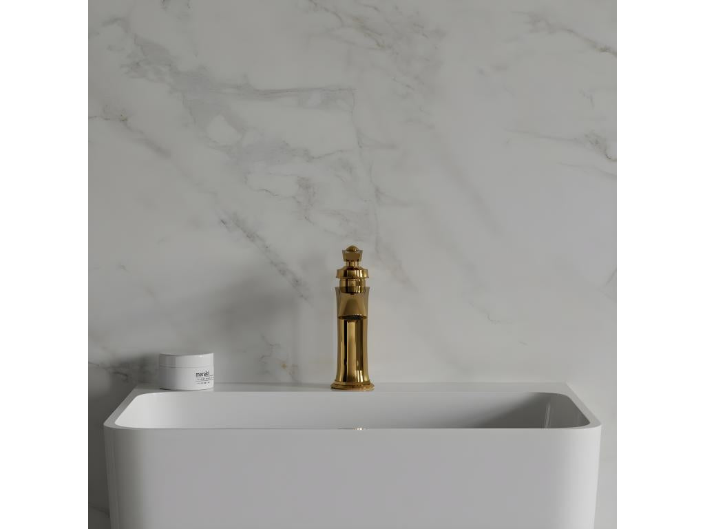 Lysvia 18cm Low Basin Mixer Tap with Stopper, Gold Color, LZWG94949