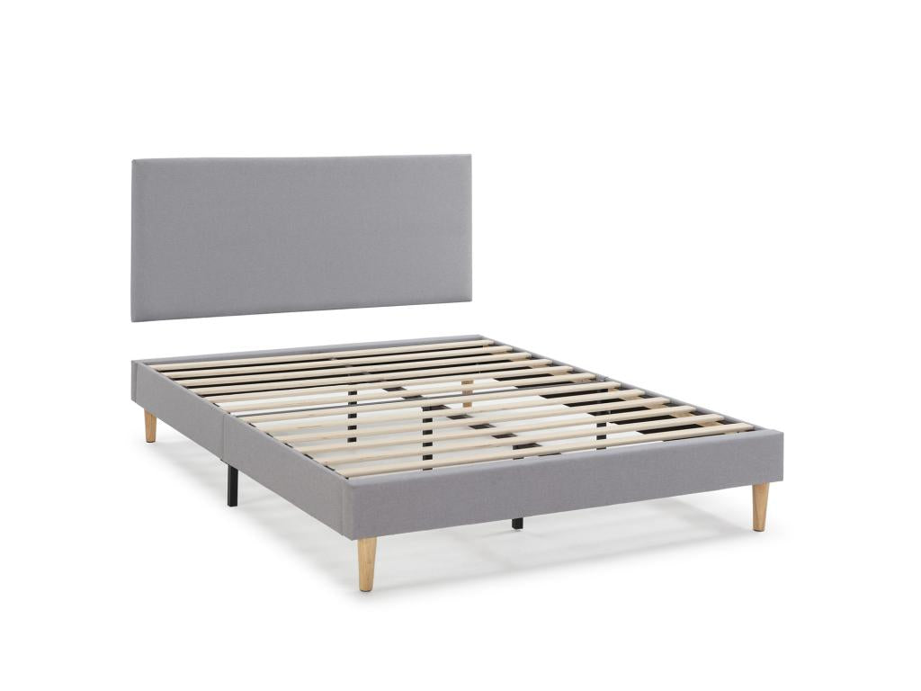 Upholstered bed base with headboard, 160x200 cm, light grey, 30 cm high, ZNTP59547