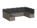 9-piece garden furniture set with grey resin wicker cushions QXGI59754