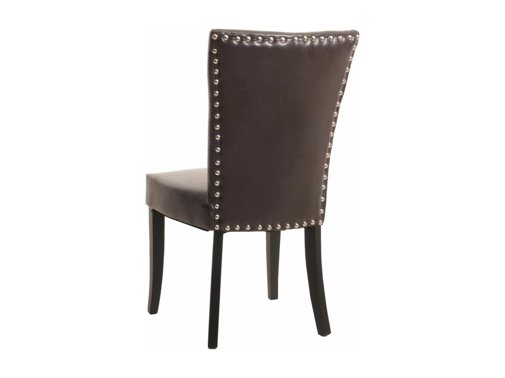 Set of 2 Lysvia dining chairs with rivets - dark brown faux leather, dark legs NPBU52166