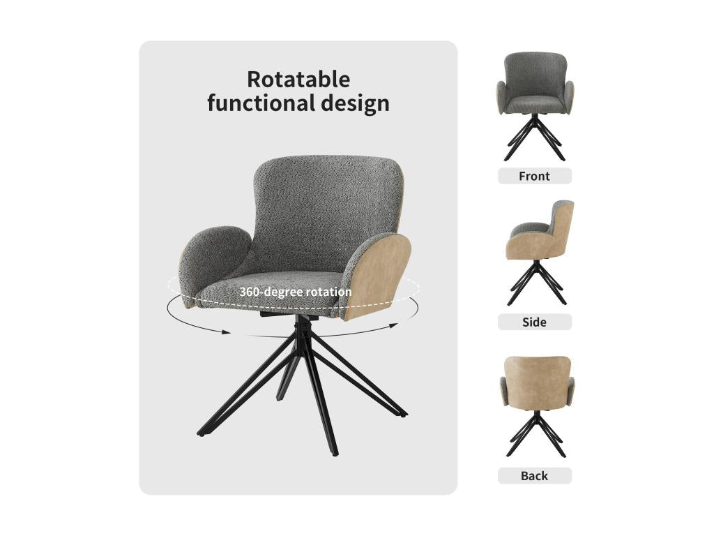 Set of 6 swivel chairs with adjustable metal legs - Grey XJPL05621