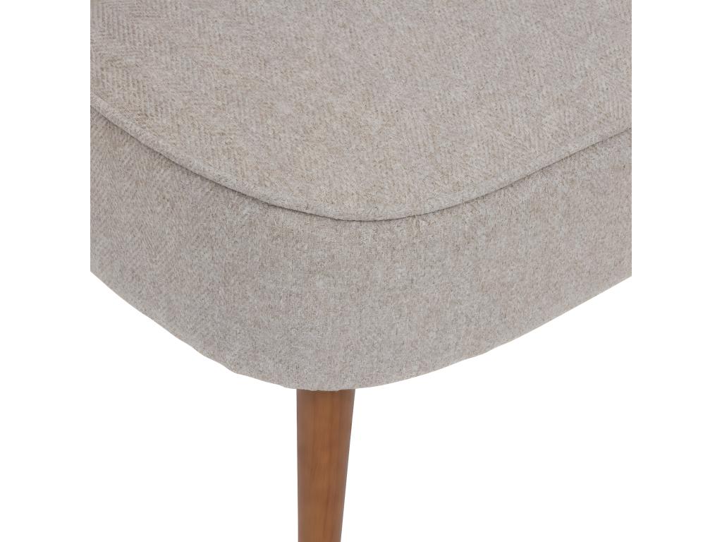 Armchair in Wood and Beige Linen Fabric WYRN09095