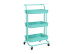 3-Tier Kitchen Trolley, Turquoise, 42x25x83.5cm, Iron and ABS, ACFB69314
