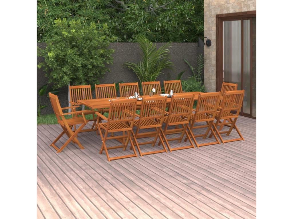 13-piece garden dining set in solid Elariva wood UVZP26639