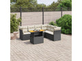 7-piece garden furniture set with cushions, black resin wicker JYMM77519