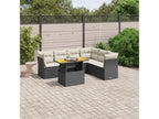 7-piece garden furniture set with cushions, black resin wicker JYMM77519