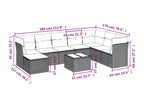 9-piece garden furniture set with cushions, beige woven resin, UJZC96748