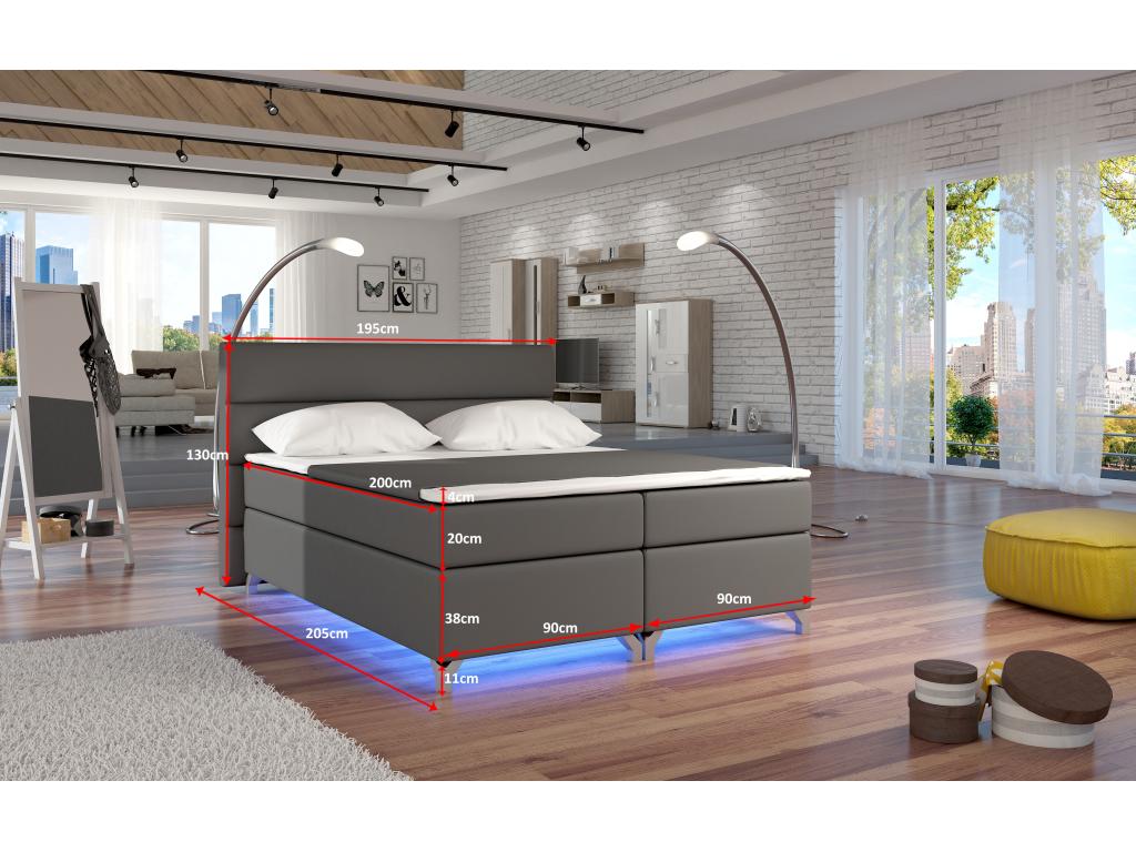 Boxspring bed 180x200 beige fabric Elariva QNCM15636