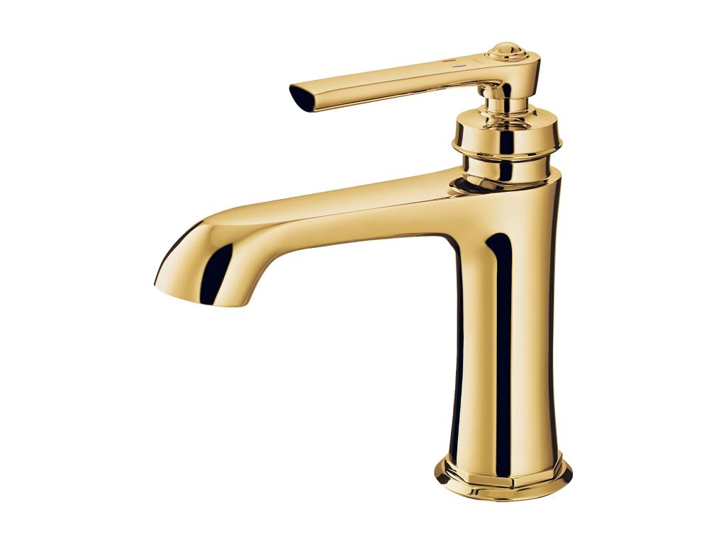 Lysvia 18cm Low Basin Mixer Tap with Stopper, Gold Color, LZWG94949