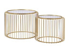 Set of 2 metal and glass coffee tables - Gold - Elariva VWNI26088