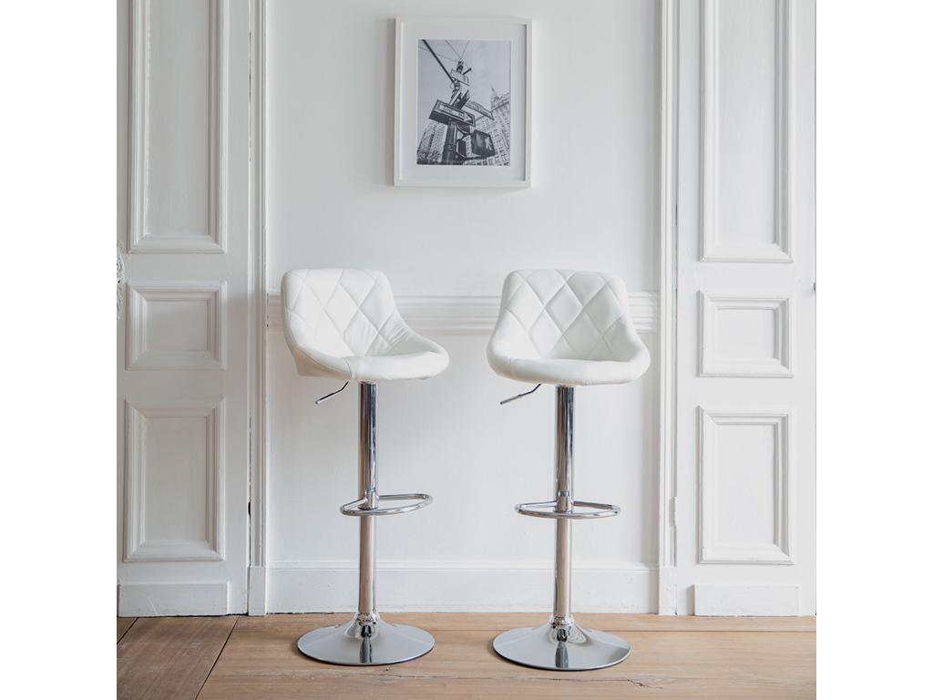 Set of 2 Elariva white bar stools AEKS30484